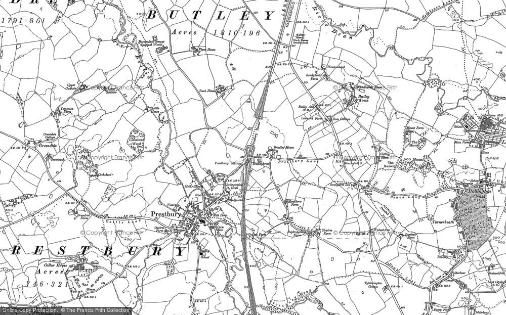 Old Map of Prestbury, 1896 - 1897 in 1896