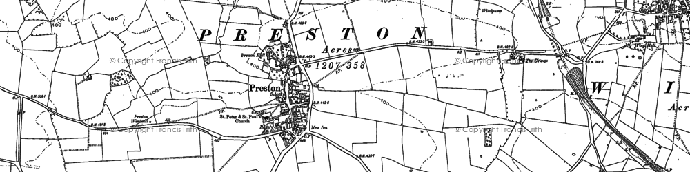 Old map of Preston in 1884
