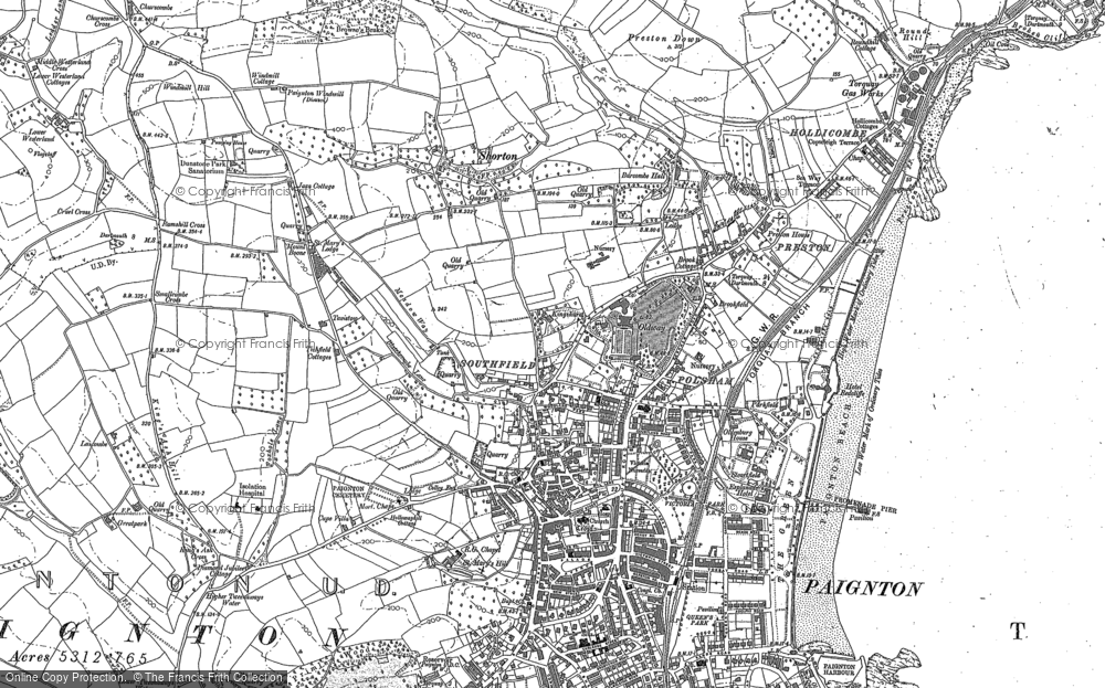Old Map of Historic Map covering Churscombe in 1886