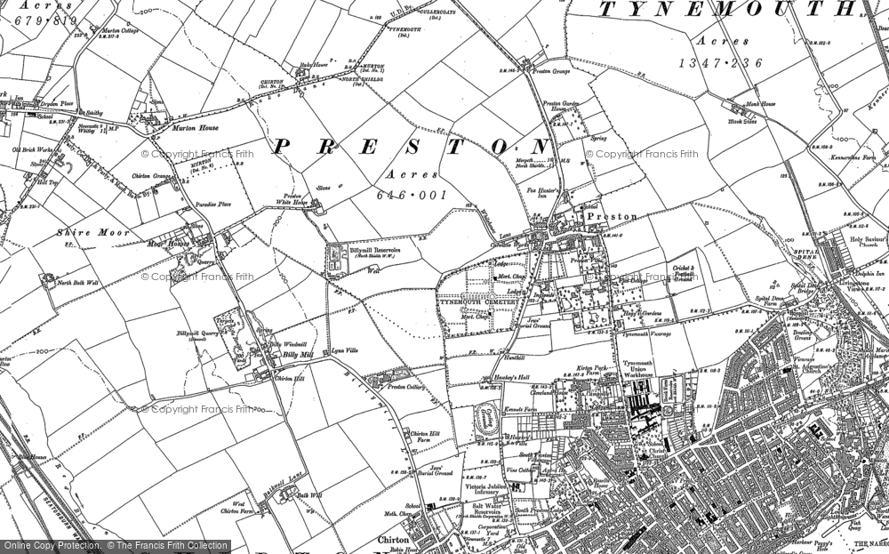 Old Map of Historic Map covering Preston Grange in 1895