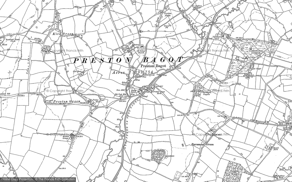 Old Map of Historic Map covering Preston Green in 1886