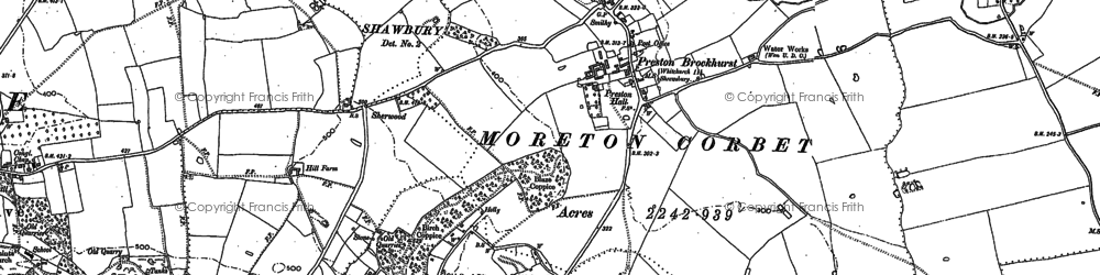 Old map of Preston Brockhurst in 1880