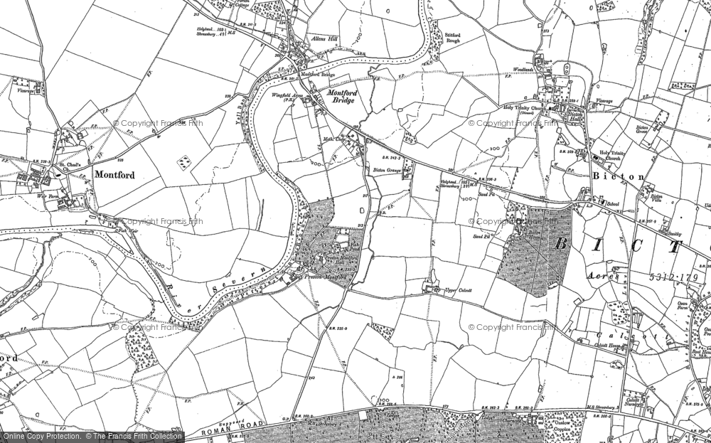 Old Map of Preston Montford, 1881 in 1881
