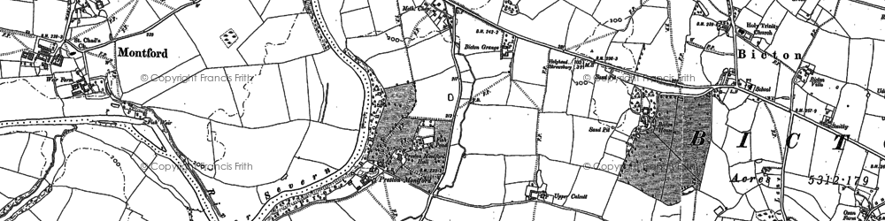 Old map of Preston Montford in 1881