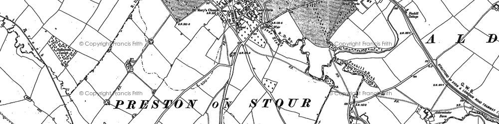 Old map of Preston on Stour in 1900