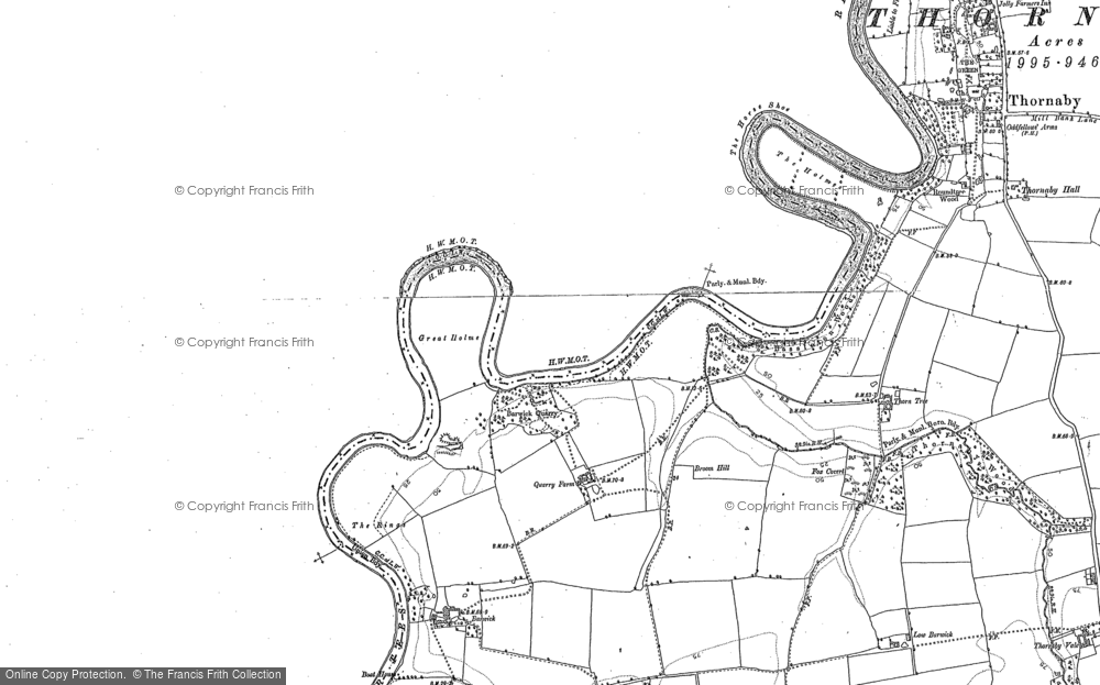 Old Map of Historic Map covering Bassleton Wood in 1913