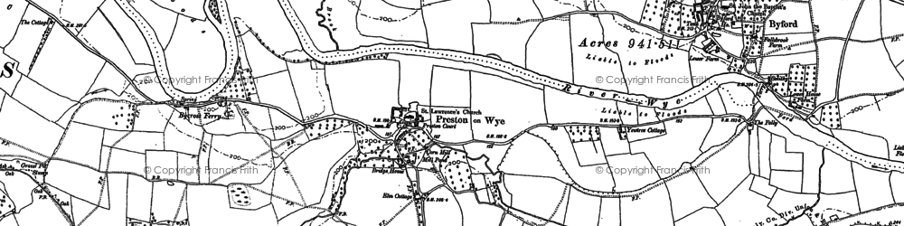 Old map of Preston on Wye in 1886
