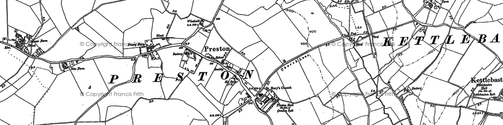 Old map of Preston St Mary in 1884