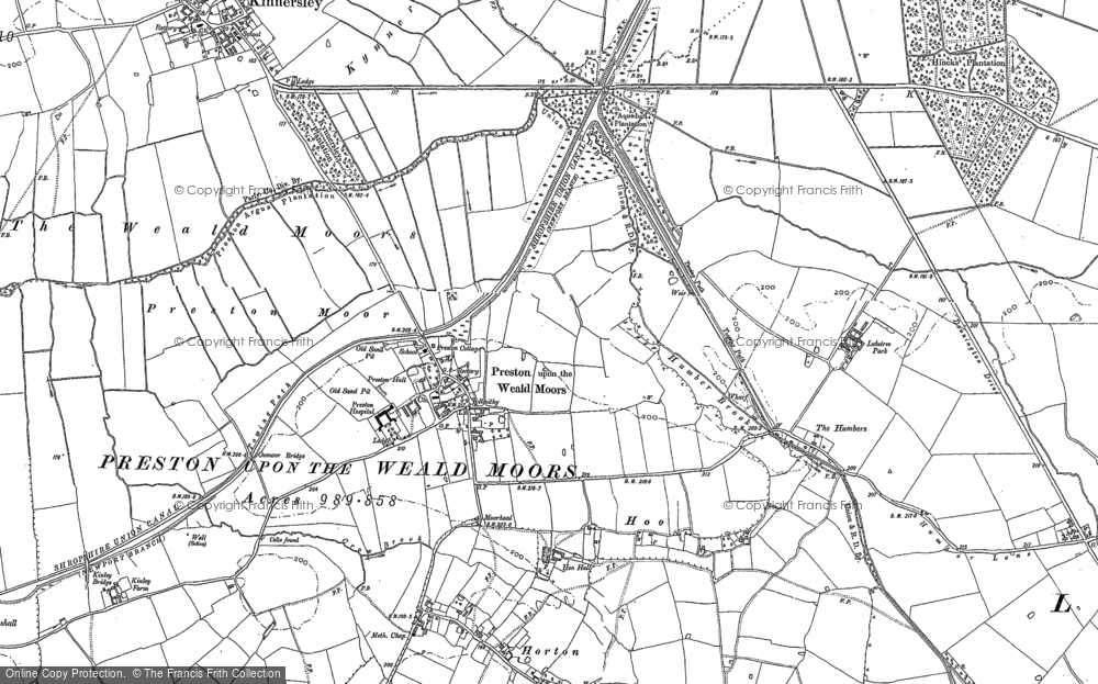 Old Map of Preston upon the Weald Moors, 1880 - 1881 in 1880