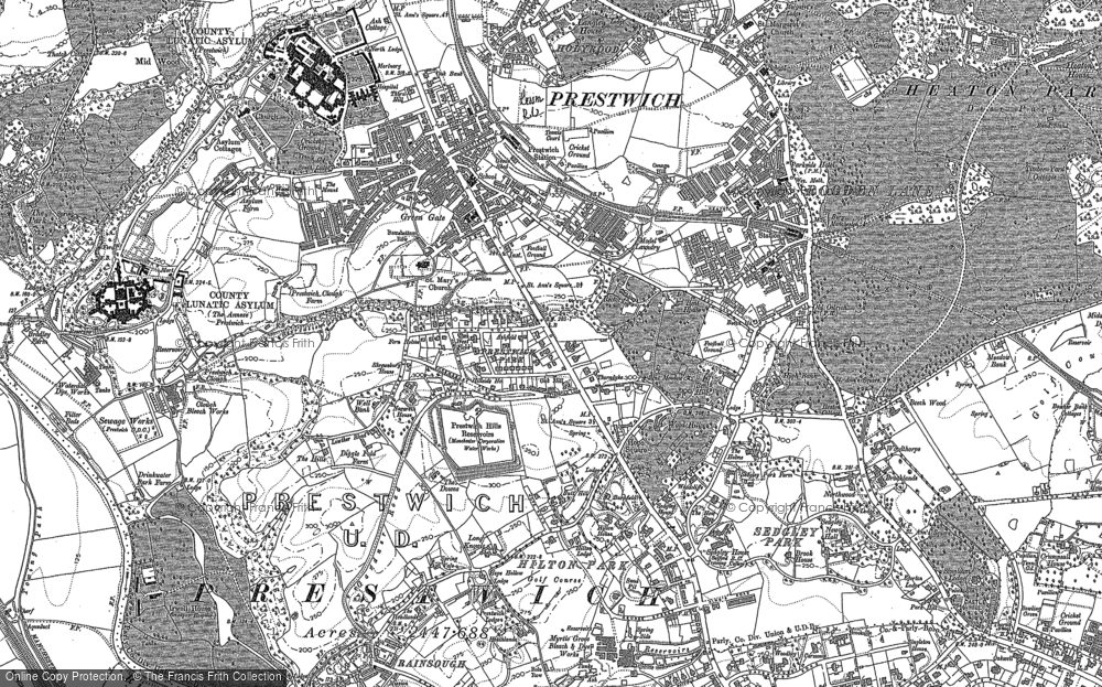OLD ORDNANCE SURVEY MAP RAINSOUGH KERSAL HILTON PARK 1907 MANCHESTER SALFORD 