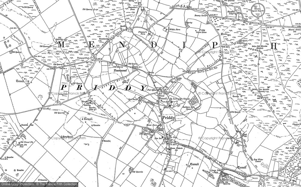 Old Map of Priddy, 1884 in 1884