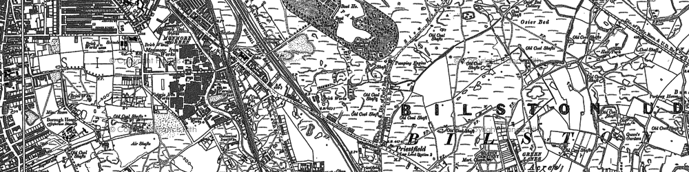 Old map of Monmore Green in 1885
