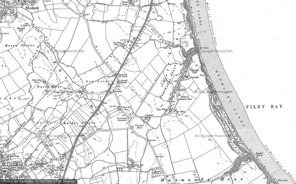 Old Map of Historic Map covering Hunmanby Moor in 1889