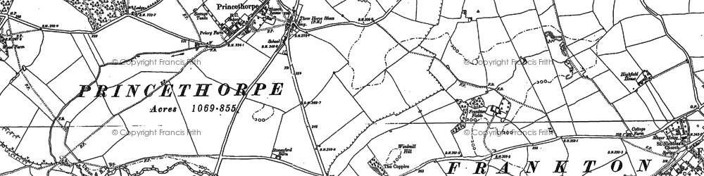 Old map of Princethorpe in 1885