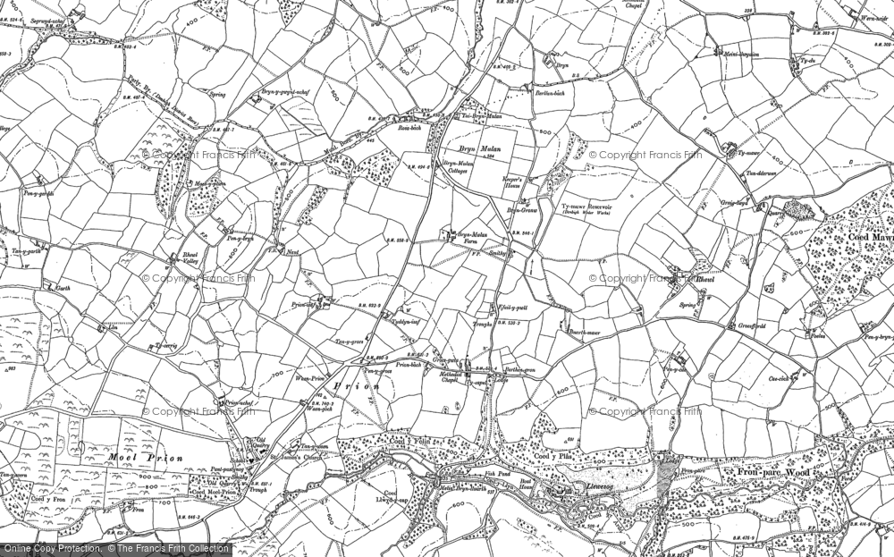 Old Map of Historic Map covering Bryn-lliarth in 1898