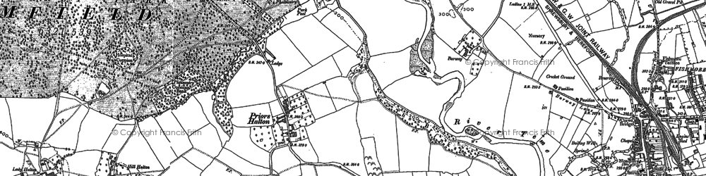Old map of Priors Halton in 1902