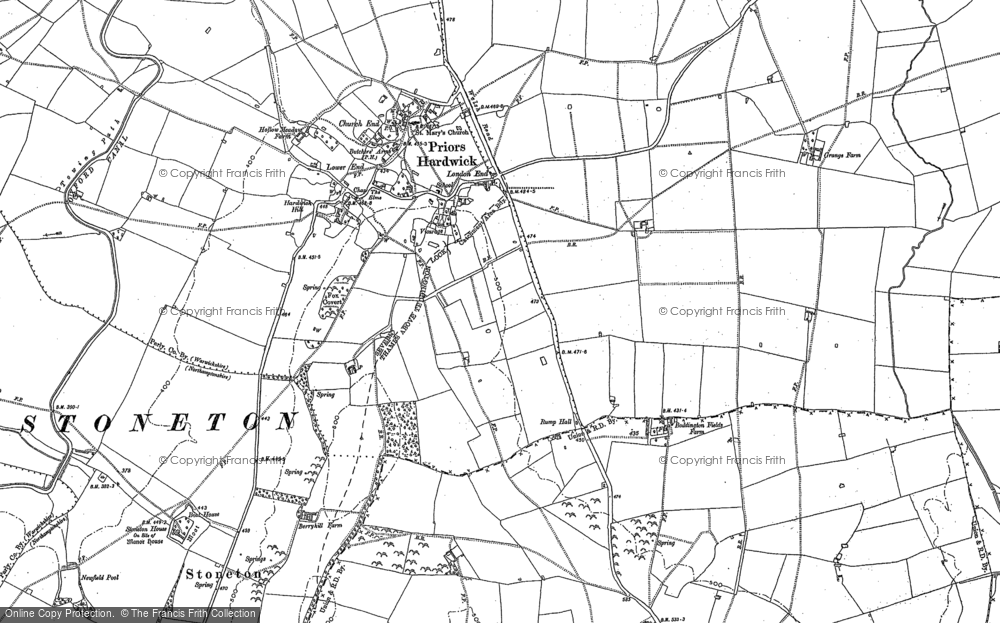 Old Map of Priors Hardwick, 1899 in 1899