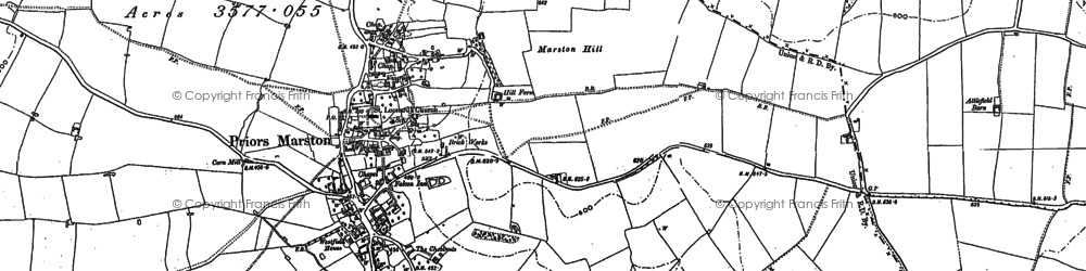 Old map of Priors Marston in 1884