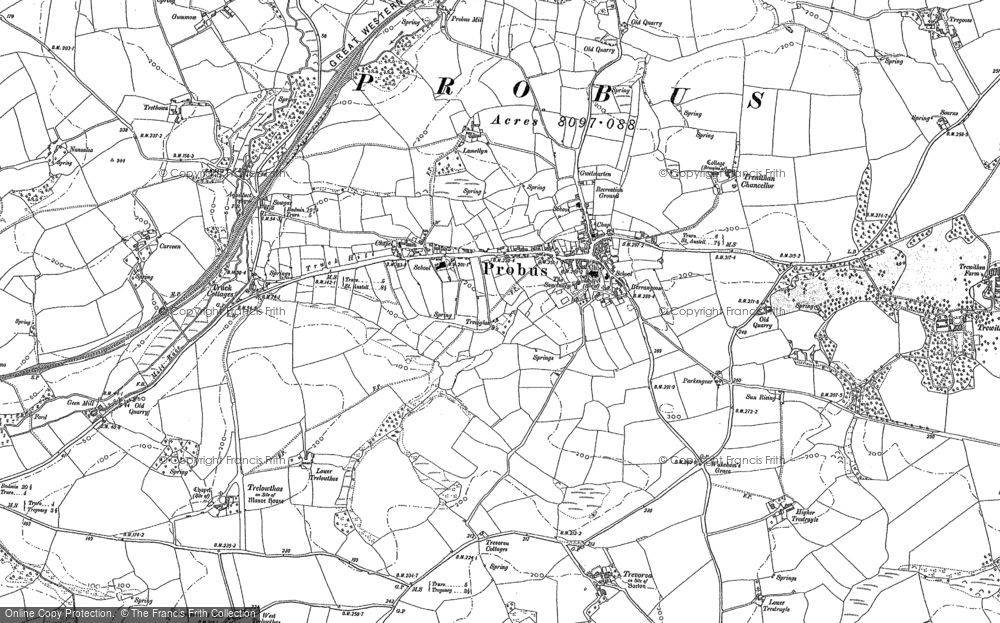 Old Map of Historic Map covering Tresawle in 1879