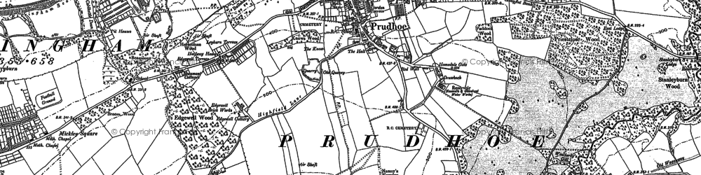 Old map of Prudhoe in 1914