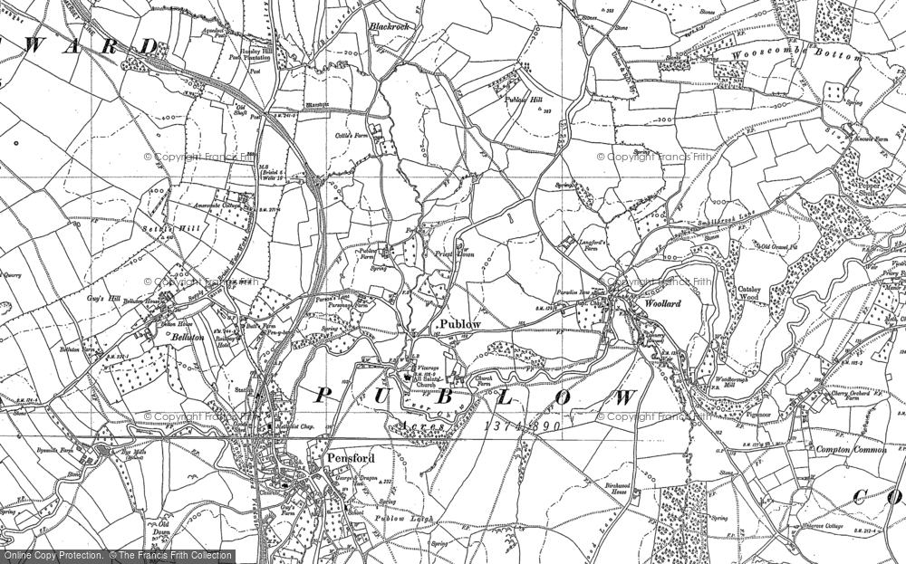 Old Map of Historic Map covering Belluton in 1882