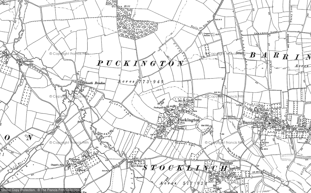 Old Map of Puckington, 1886 in 1886