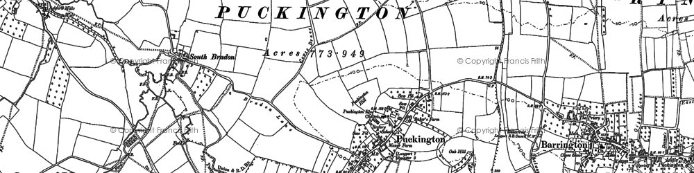 Old map of Puckington in 1886