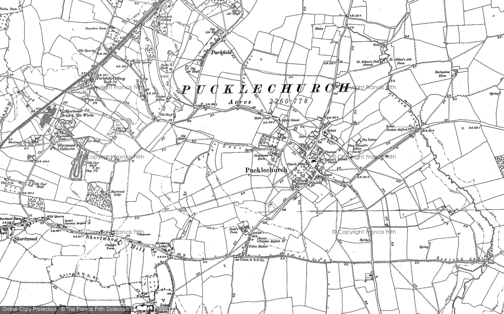 Old Map of Historic Map covering Parkfield in 1881