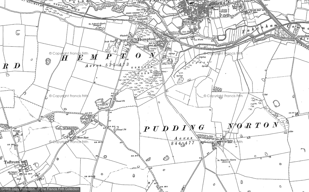 Old Map of Pudding Norton, 1885 in 1885