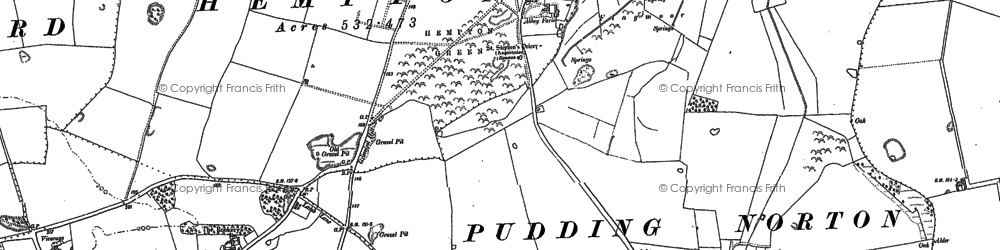 Old map of Pudding Norton in 1885