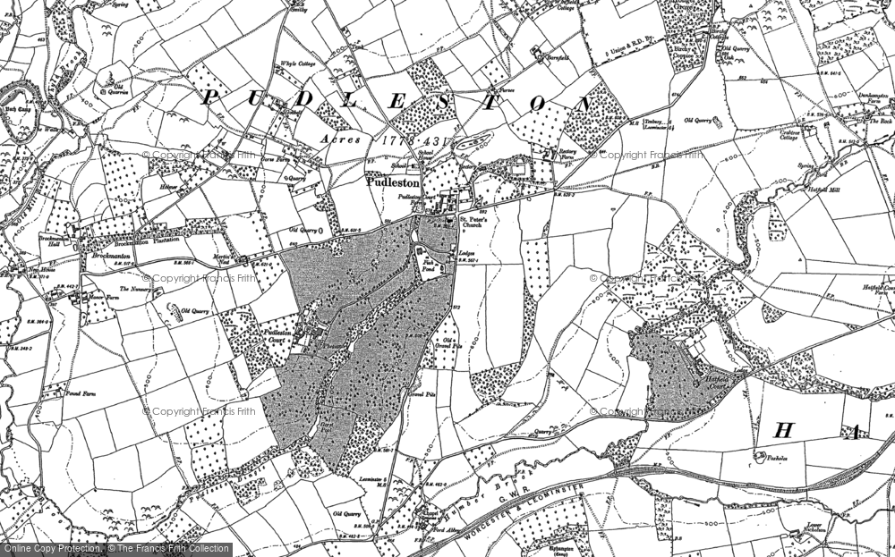 Old Map of Pudleston, 1885 in 1885