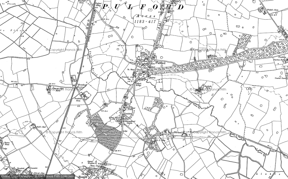 Old Map of Pulford, 1909 in 1909