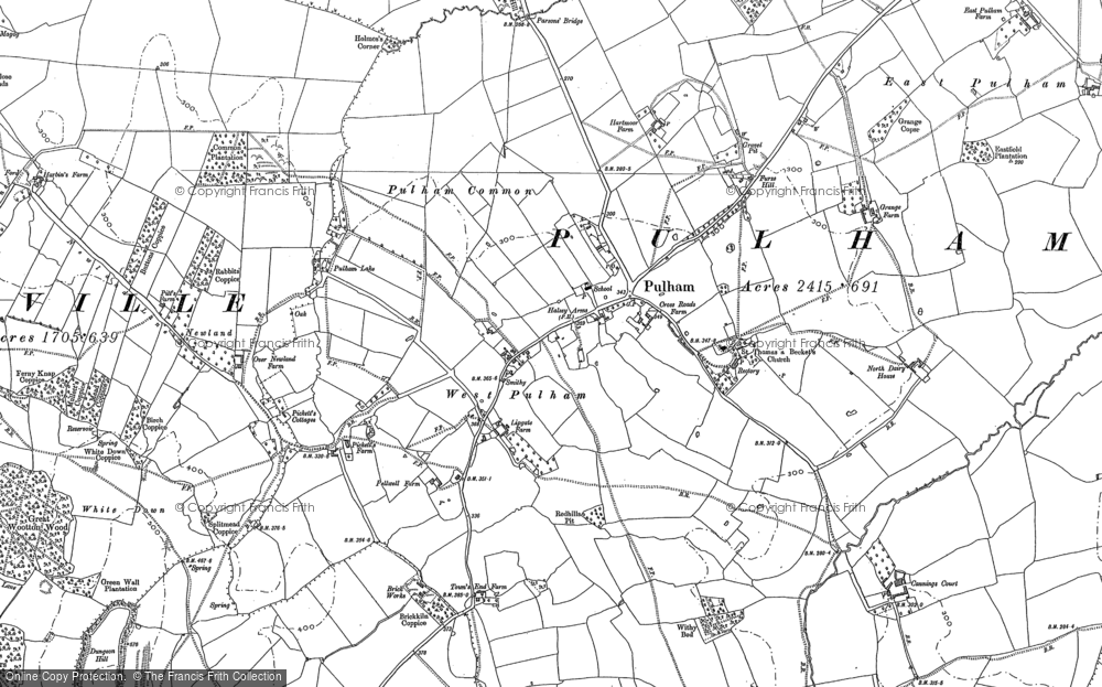 Old Map of Historic Map covering West Pulham in 1886