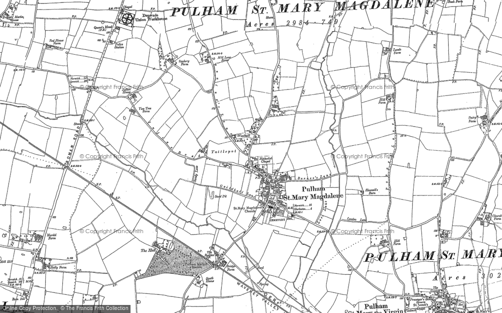 Old Map of Historic Map covering Colegate End in 1883