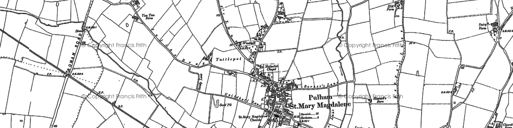 Old map of Pulham Market in 1883