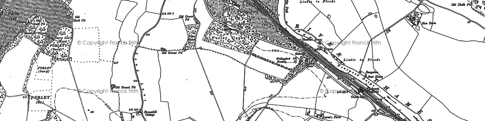 Old map of Purley on Thames in 1910