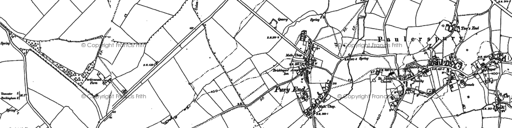 Old map of Pury End in 1883