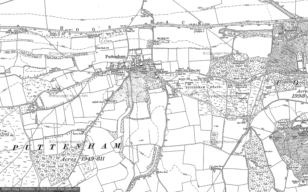 Old Map of Puttenham, 1895 in 1895