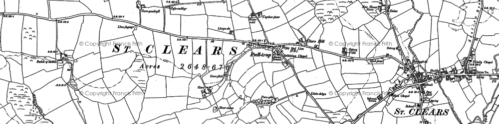 Old map of Pwll-trap in 1886