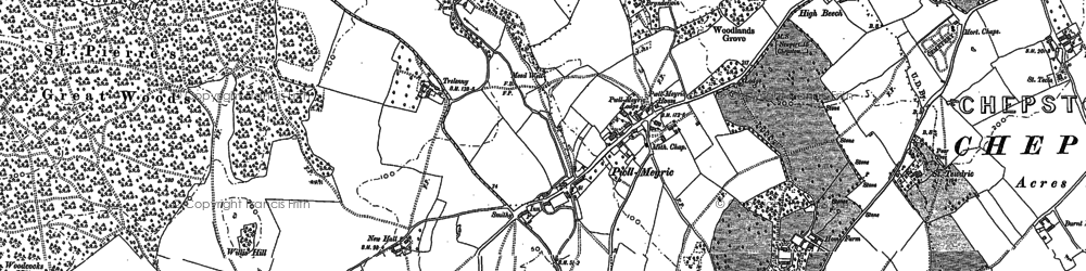 Old map of Pwllmeyric in 1900