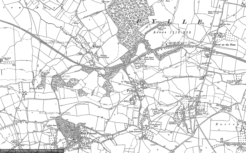 Old Map of Pylle, 1884 - 1885 in 1884