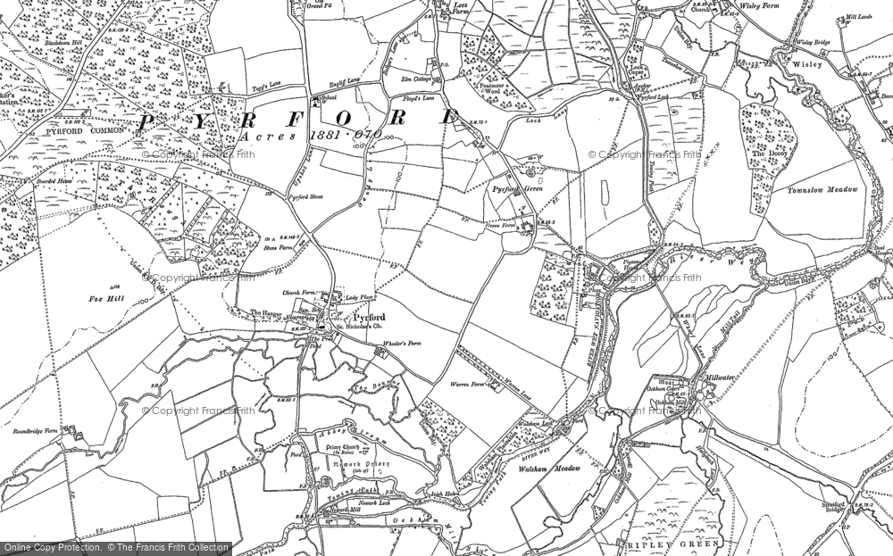 Old Map of Pyrford Green, 1895 in 1895