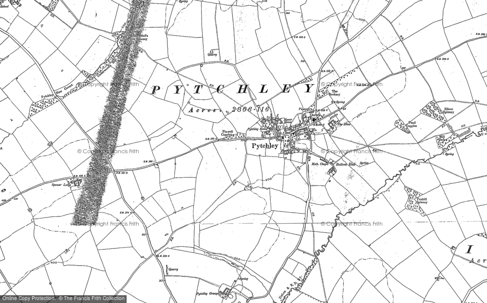 Old Map of Pytchley, 1884 in 1884