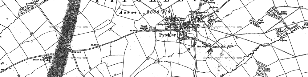 Old map of Pytchley in 1884