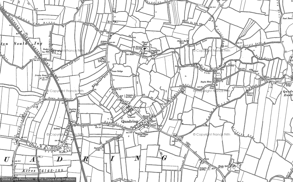 Old Map of Quadring, 1884 - 1899 in 1884
