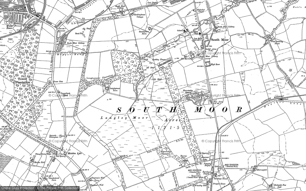Old Map of Historic Map covering Wheatley Hill in 1895