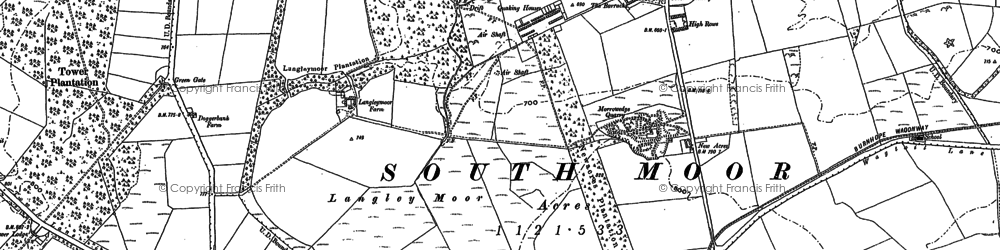 Old map of Langley Moor in 1895