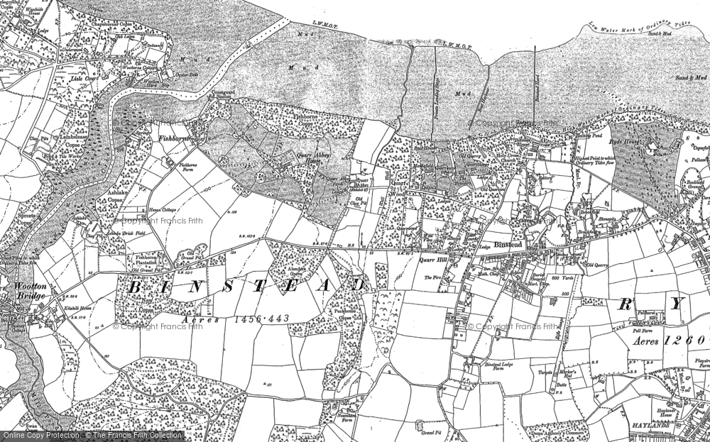 Old Map of Quarr Abbey, 1896 - 1907 in 1896