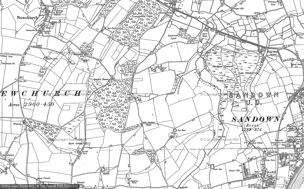Old Map of Queen's Bower, 1896 - 1907 in 1896