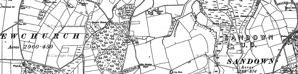 Old map of Queen's Bower in 1896